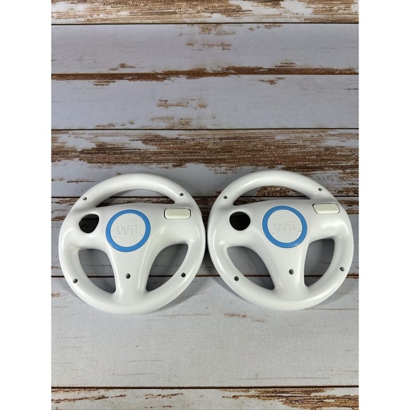 2x Genuine OEM Mario Kart Racing Steering Wheel Nintendo Wii Game Controller - Picture 1 of 5